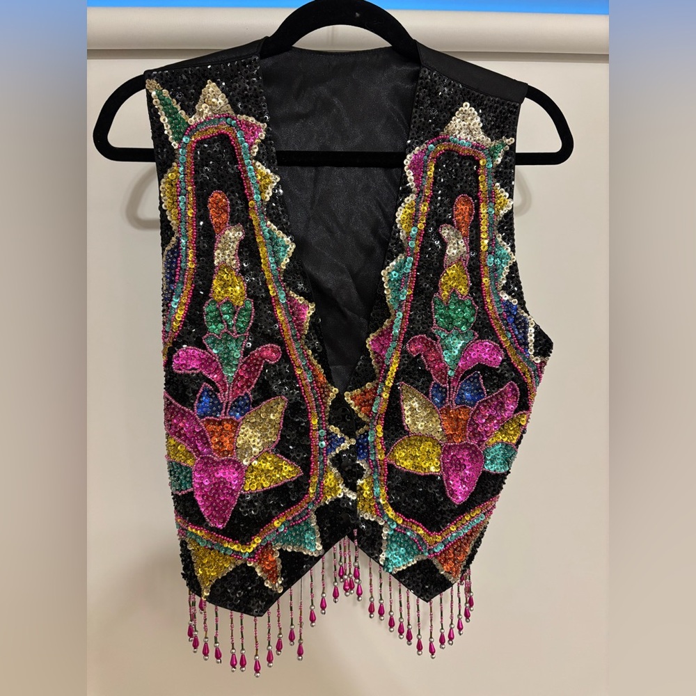 Justice Black Sequin Vest